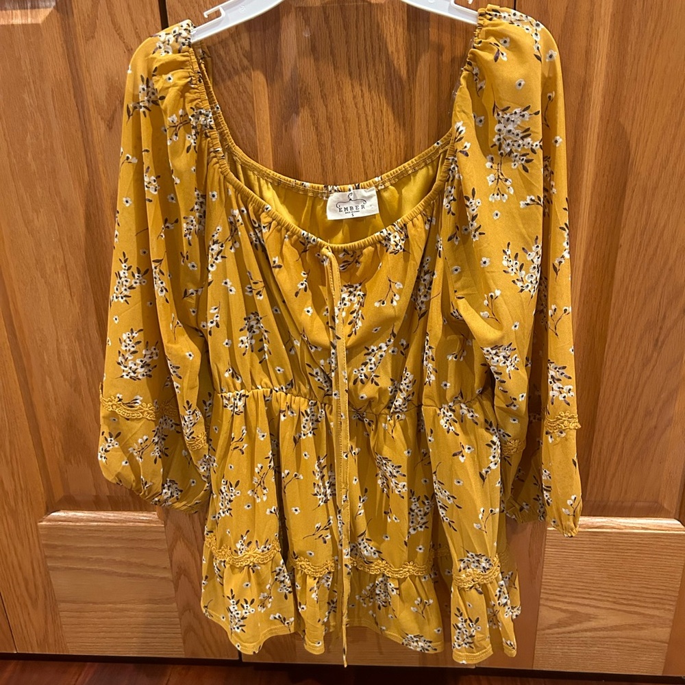 Yellow long sleeve romper ember